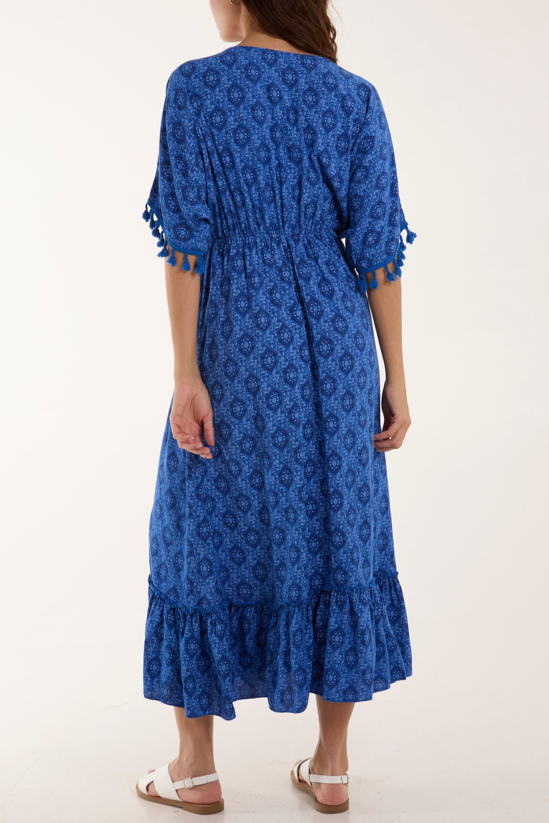 Orange Baroque Floral Tassel Dress For Women ONE SIZE - Dropwear