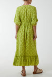 Charcoal Baroque Floral Tassel Dress For Women ONE SIZE - Dropwear