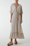 Lime Baroque Floral Tassel Dress For Women ONE SIZE - Dropwear
