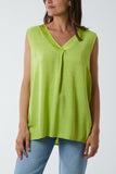 Lime Kiwi Collar Satin Trim Vest For Women ONE SIZE - Dropwear