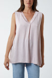 White Kiwi Collar Satin Trim Vest For Women ONE SIZE - Dropwear