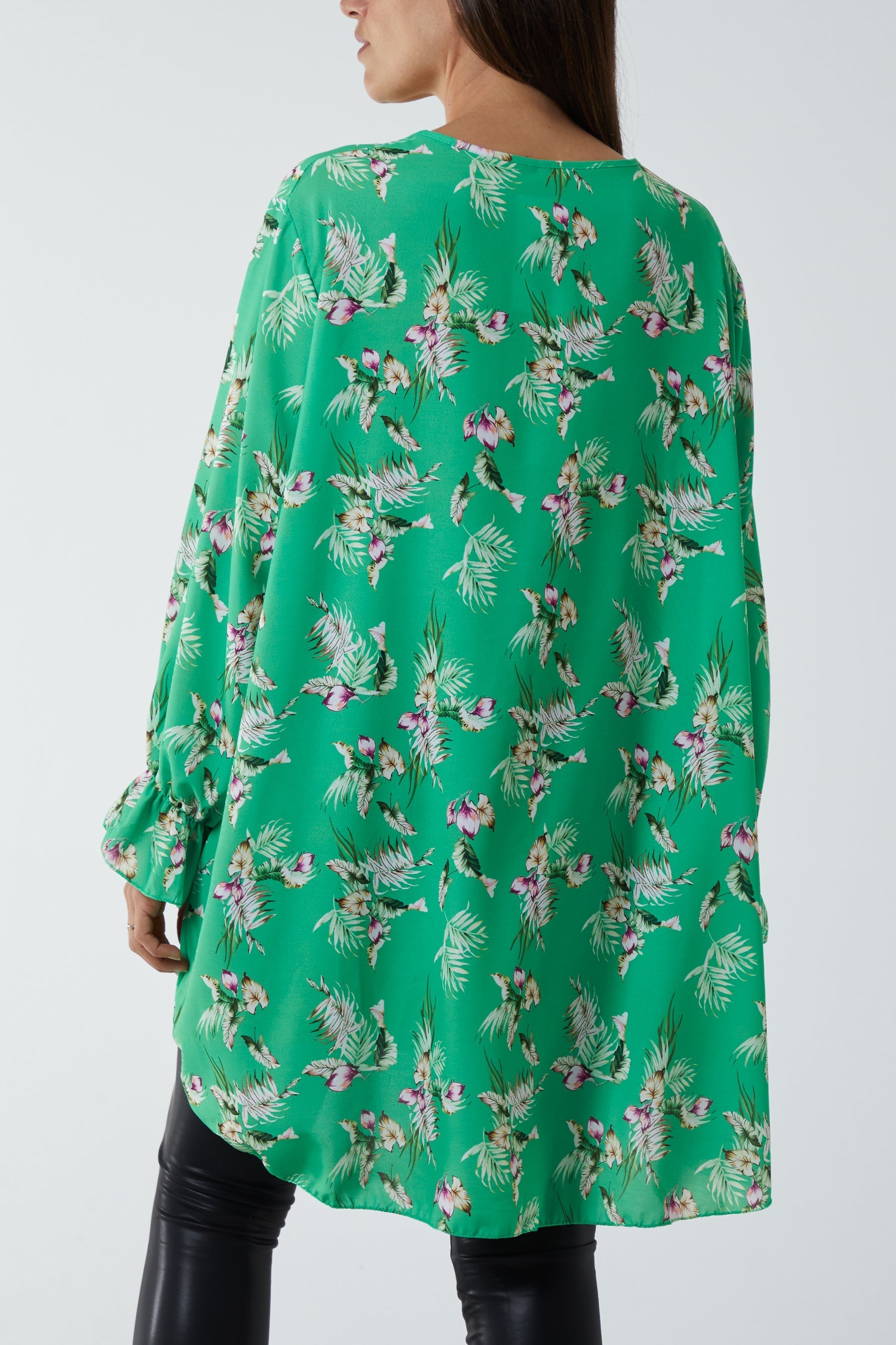 Floral Zip Neck Tunic Dress For Women  - Dropwear