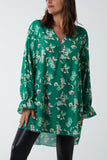 Black Floral Zip Neck Tunic Dress For Women ONE SIZE - Dropwear