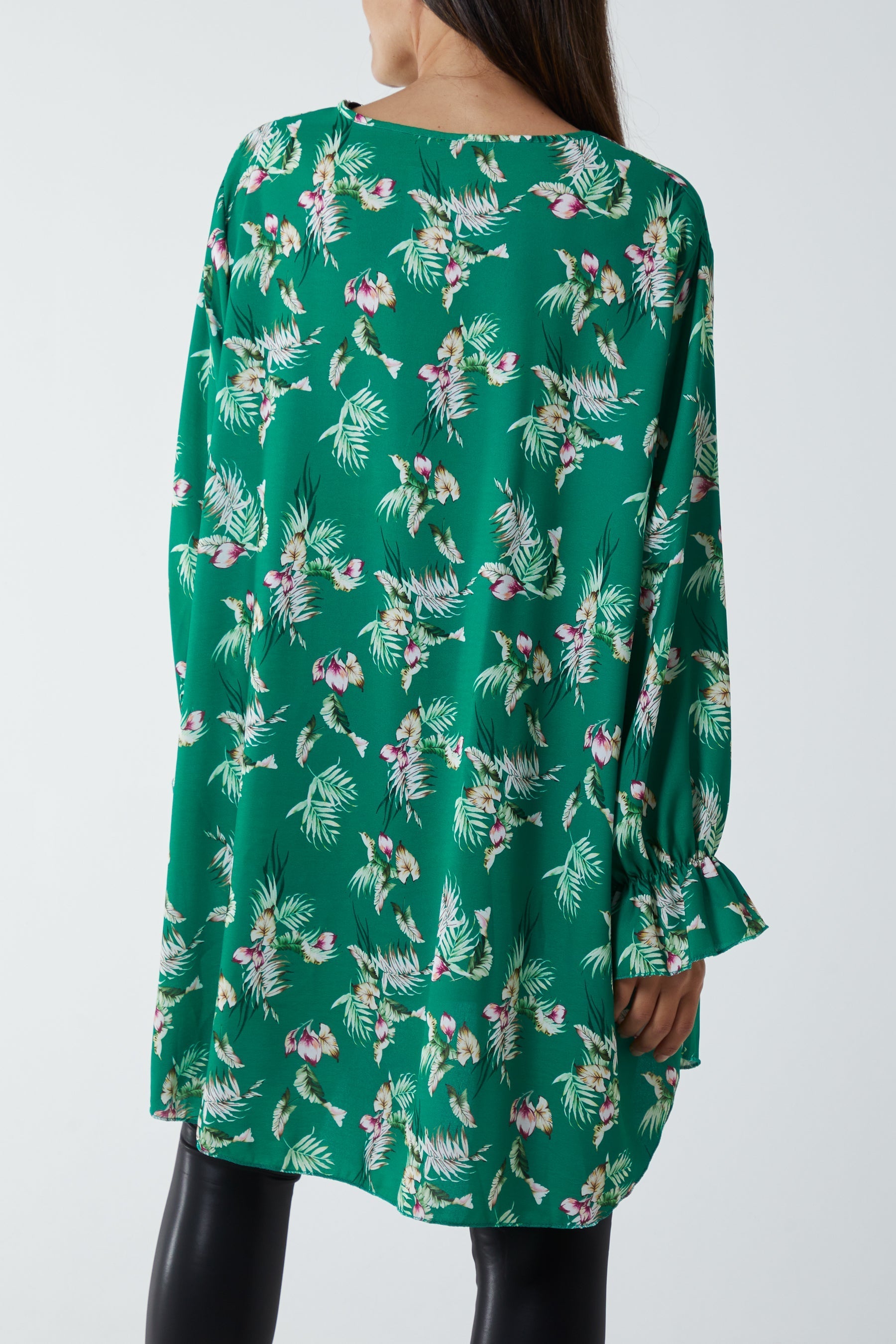 Jade Floral Zip Neck Tunic Dress For Women ONE SIZE - Dropwear