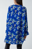 Lilac Floral Zip Neck Tunic Dress For Women ONE SIZE - Dropwear