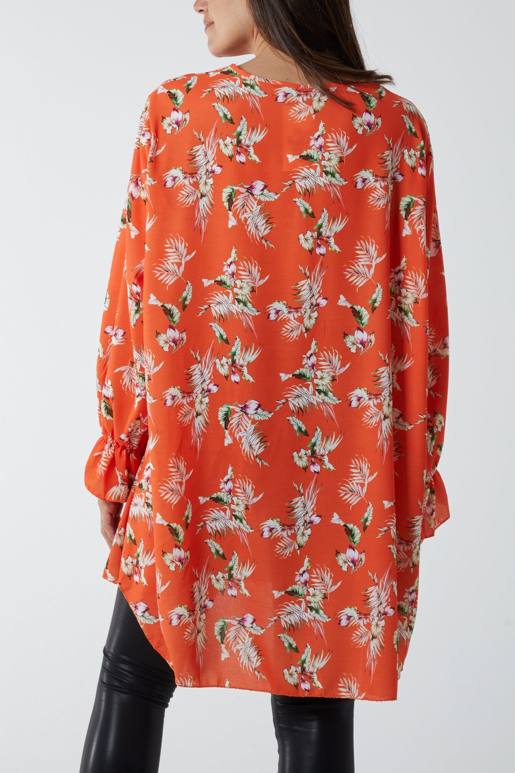 Floral Zip Neck Tunic Dress For Women  - Dropwear