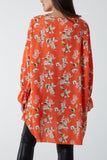 Floral Zip Neck Tunic Dress For Women  - Dropwear