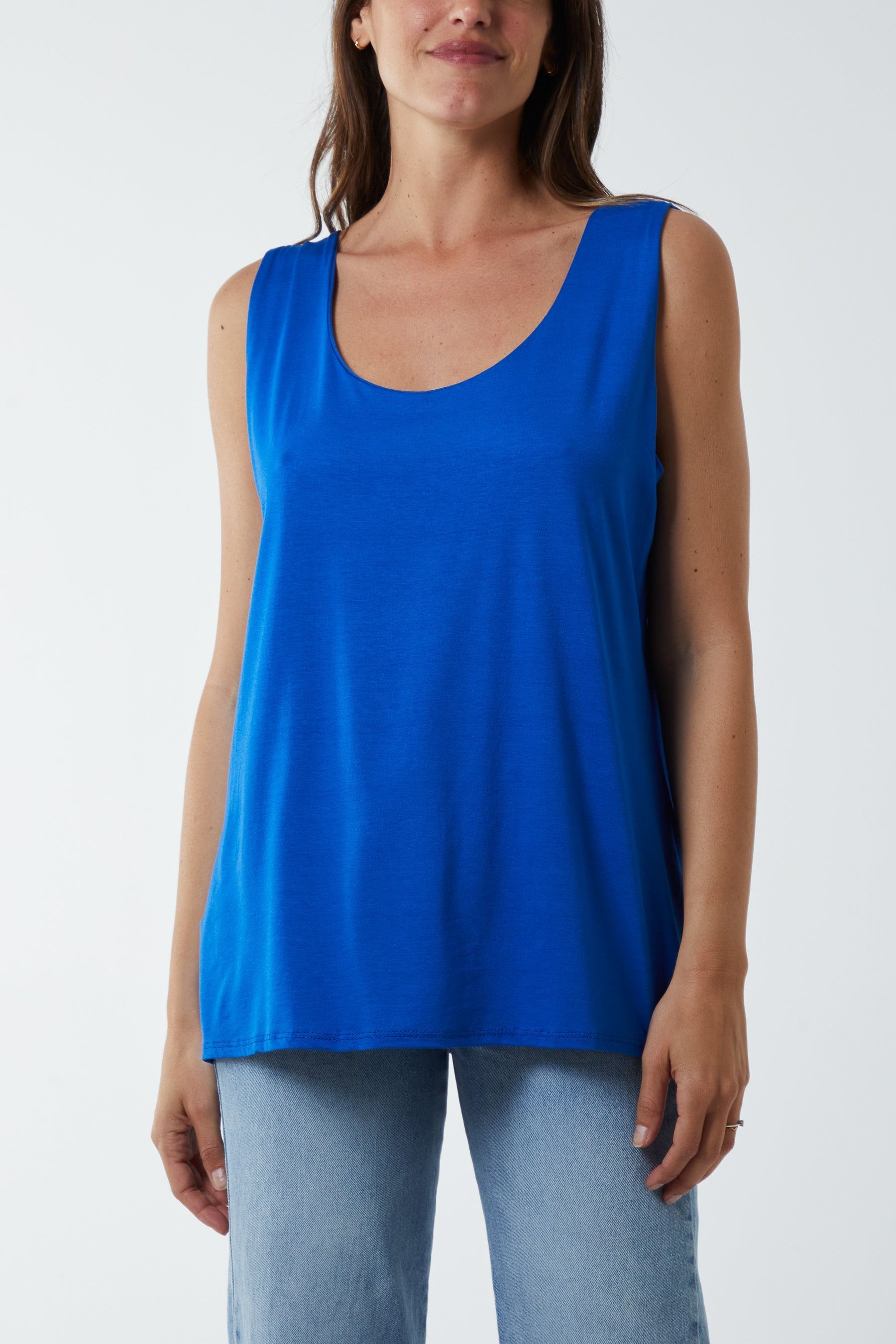 Cream Double Layer Scoop Vest For Women ONE SIZE - Dropwear