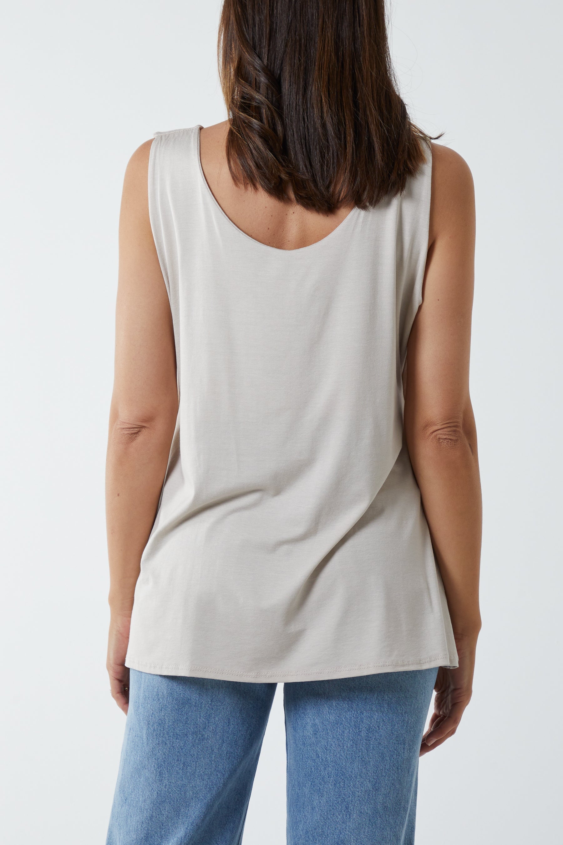 Black Double Layer Scoop Vest For Women ONE SIZE - Dropwear