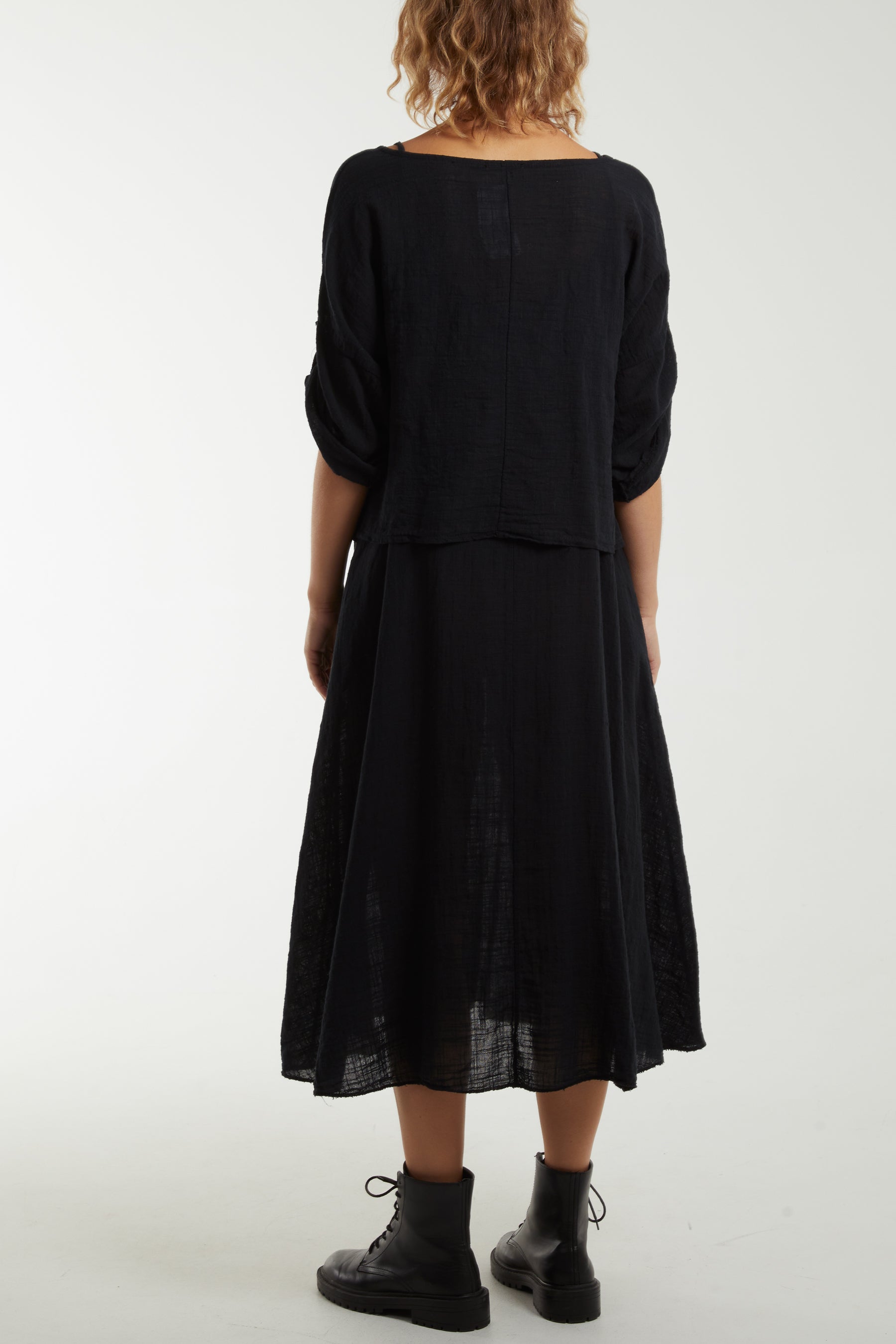 Cami Dress with Crop T Shirt Overlay For Women  - Dropwear
