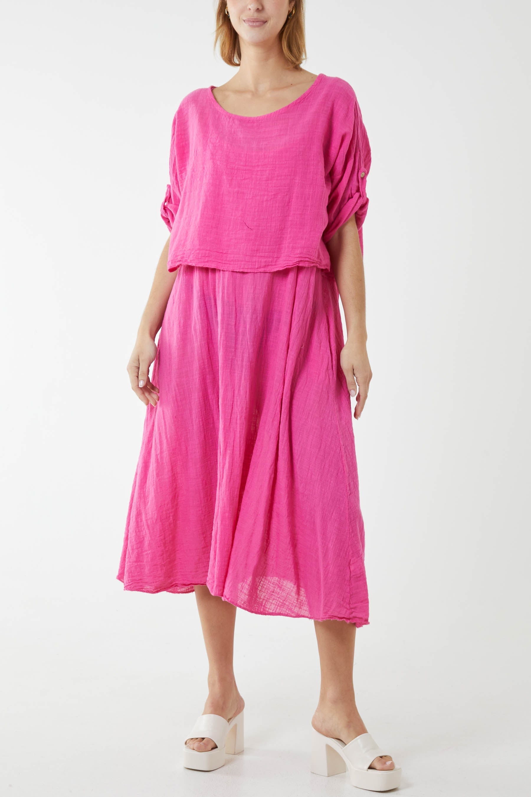 Cami Dress with Crop T Shirt Overlay For Women  - Dropwear