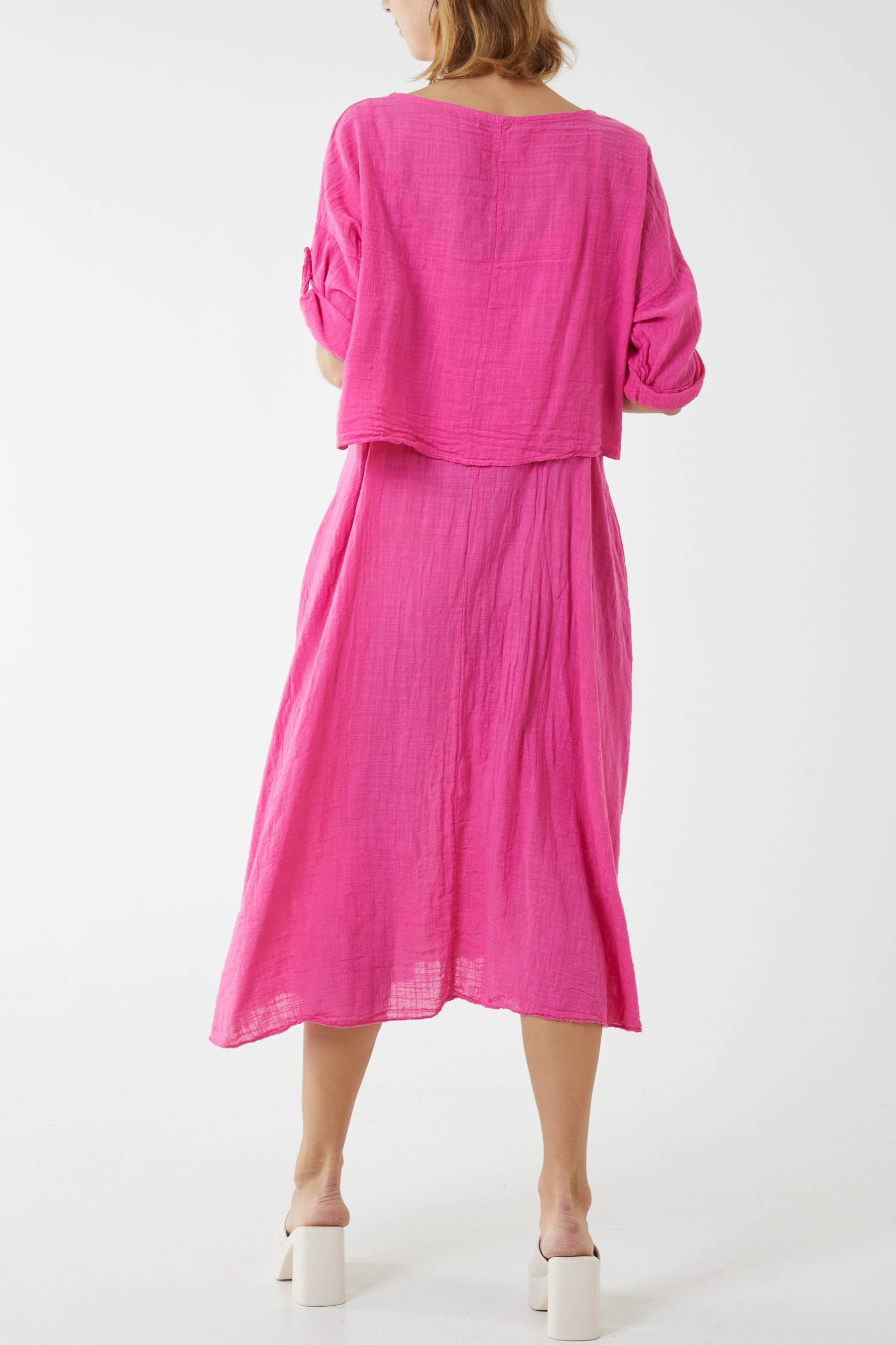 Cami Dress with Crop T Shirt Overlay For Women  - Dropwear