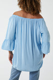 Dobby Fabric Bardot Blouse For Women  - Dropwear
