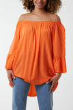 Dobby Fabric Bardot Blouse For Women  - Dropwear
