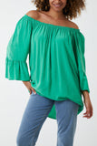 Royal Blue Dobby Fabric Bardot Blouse For Women ONE SIZESIZE - Dropwear