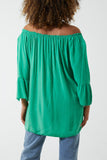 Lilac Dobby Fabric Bardot Blouse For Women ONE SIZESIZE - Dropwear