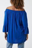 Bubblegum Pink Dobby Fabric Bardot Blouse For Women ONE SIZESIZE - Dropwear