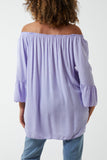 Black Dobby Fabric Bardot Blouse For Women ONE SIZESIZE - Dropwear
