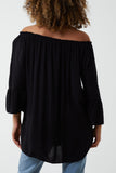 Dobby Fabric Bardot Blouse For Women  - Dropwear