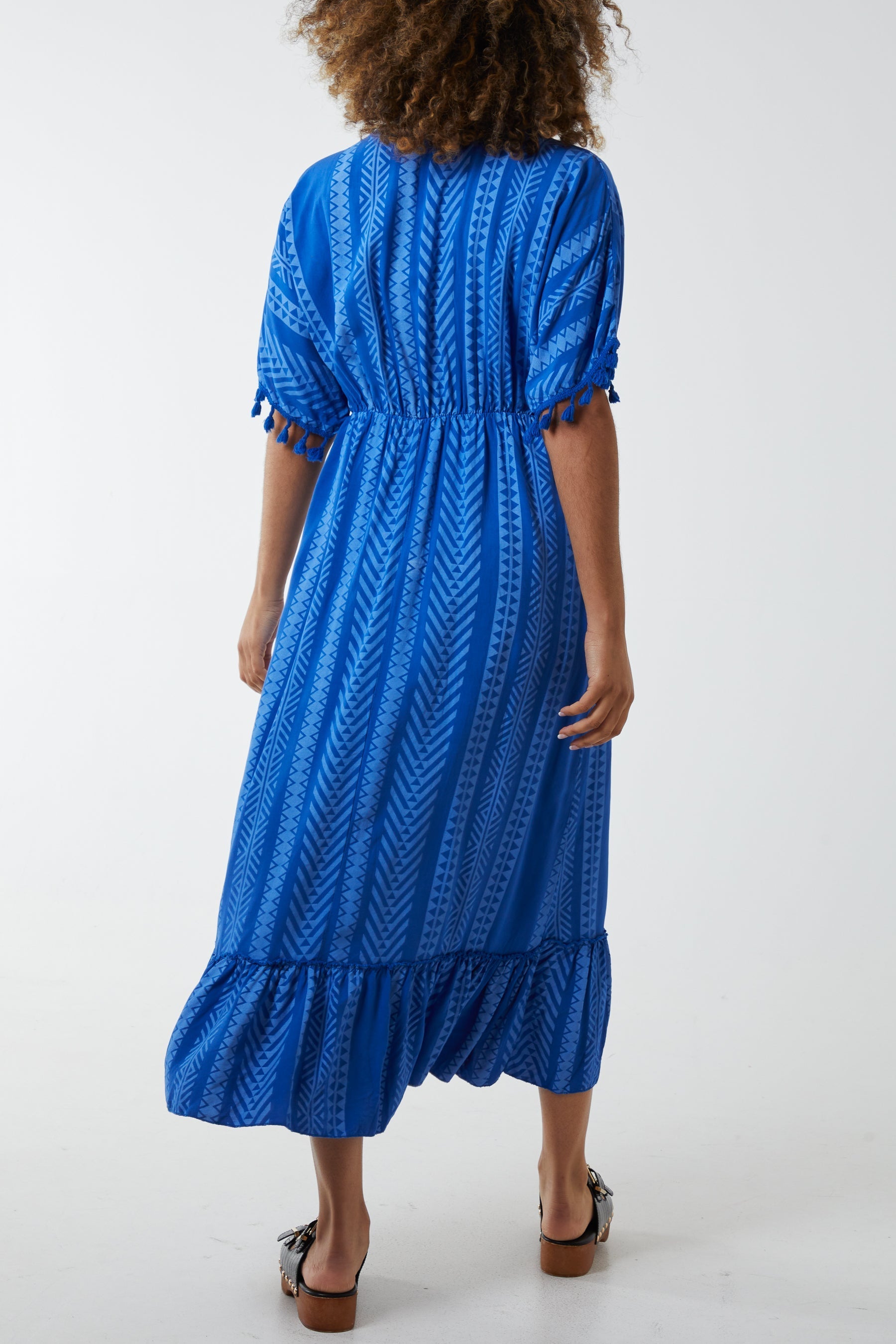 Aztec Print Tassel Midi Dress For Women  - Dropwear