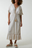 Stone Aztec Print Tassel Midi Dress For Women ONE SIZE - Dropwear