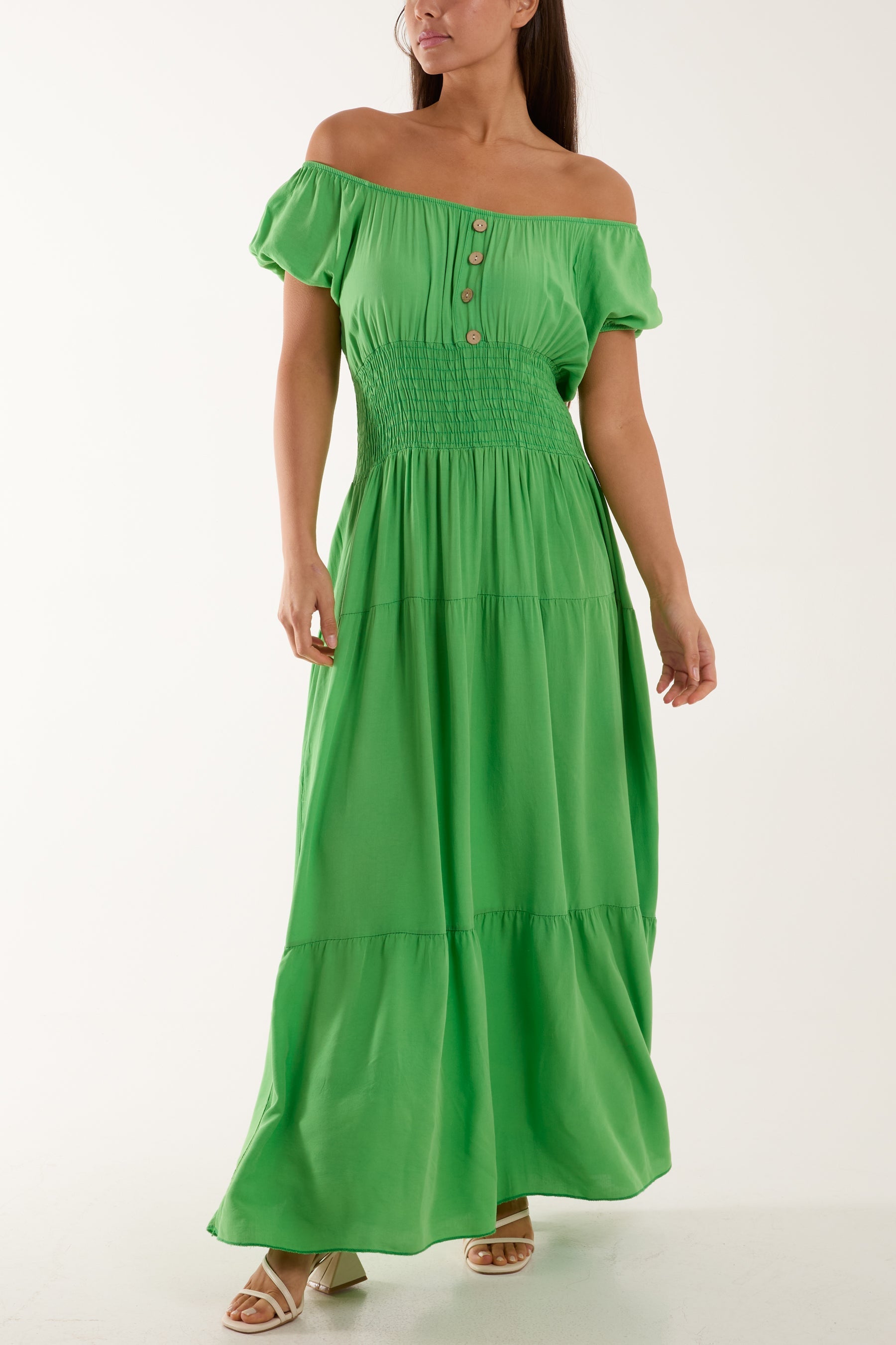 Stone Gypsy Scoop Neck Button Maxi Dress For Women ONE SIZE - Dropwear