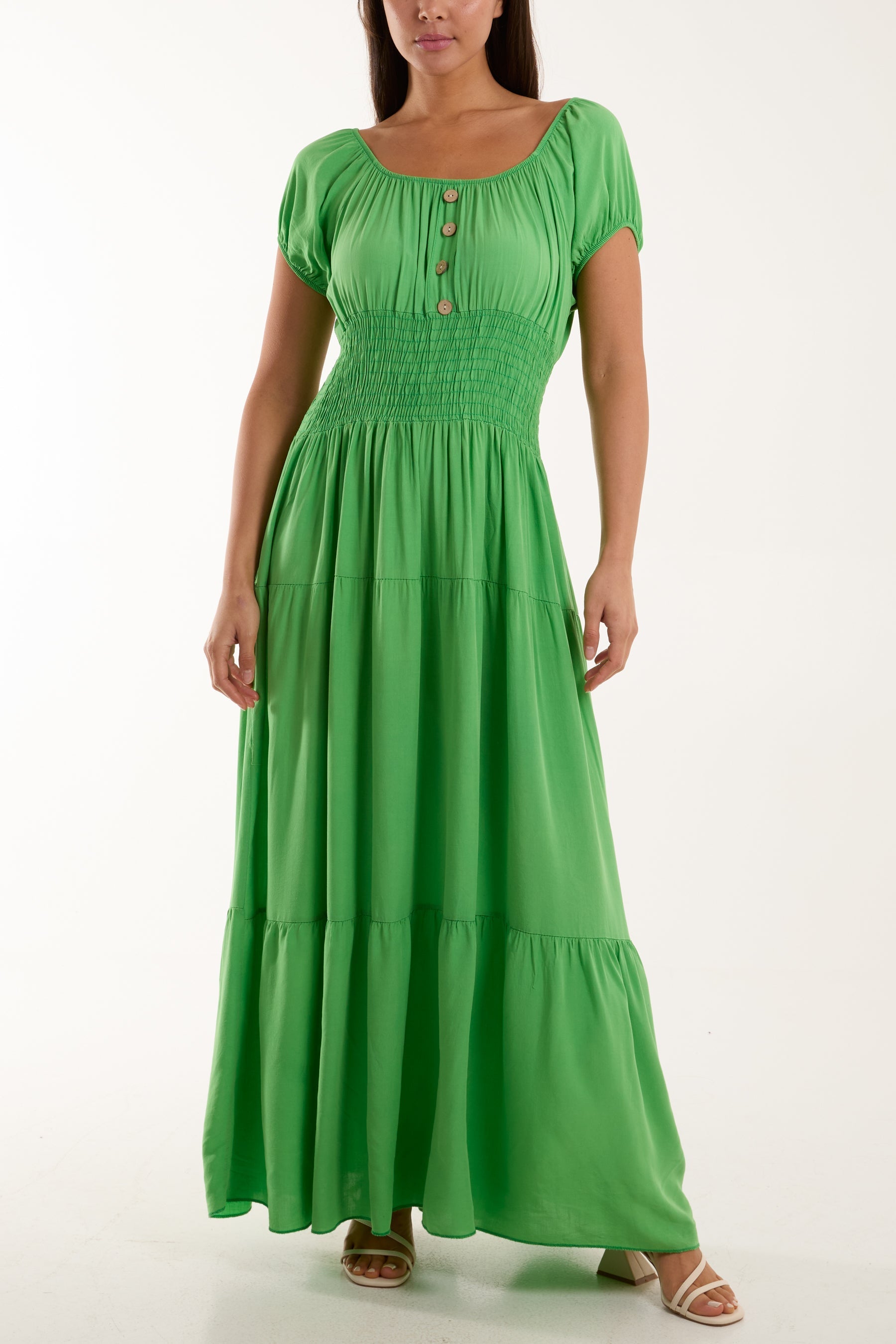 Navy Gypsy Scoop Neck Button Maxi Dress For Women ONE SIZE - Dropwear