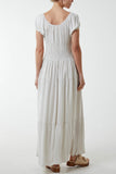 Gypsy Scoop Neck Button Maxi Dress For Women  - Dropwear