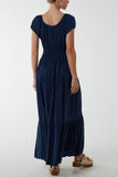 Gypsy Scoop Neck Button Maxi Dress For Women  - Dropwear