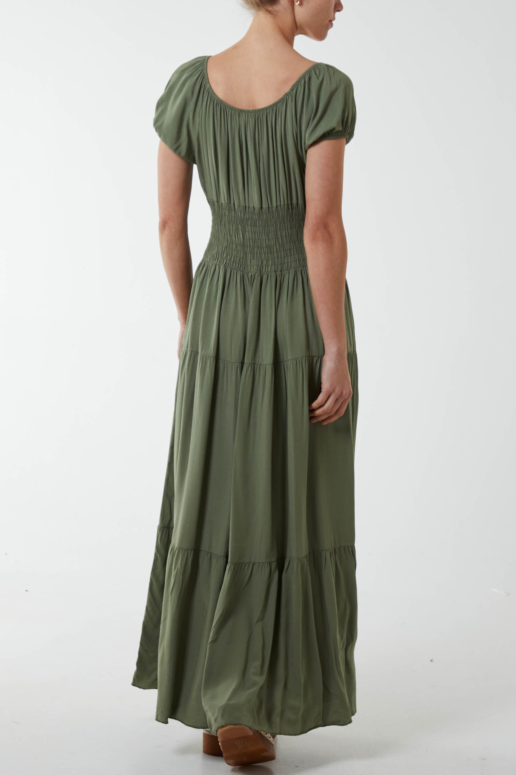 Gypsy Scoop Neck Button Maxi Dress For Women  - Dropwear