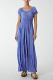 Gypsy Scoop Neck Button Maxi Dress For Women  - Dropwear