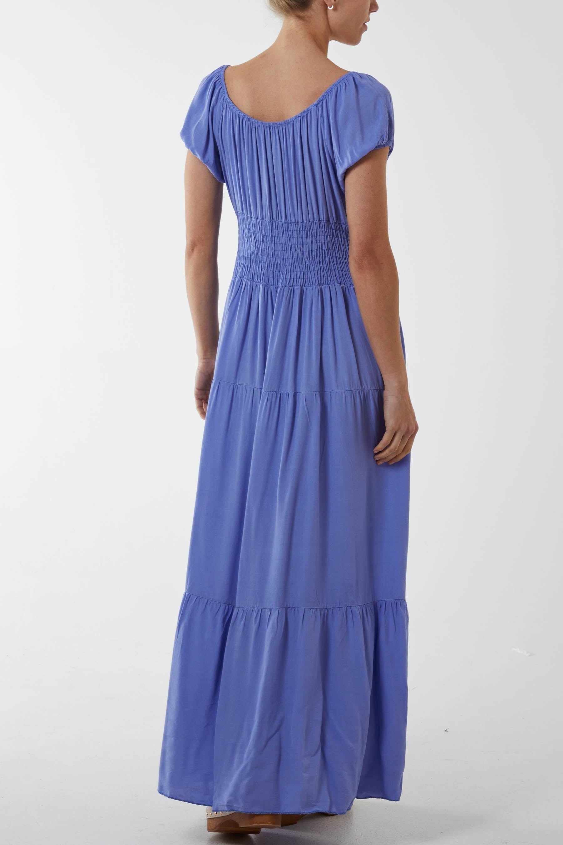 Gypsy Scoop Neck Button Maxi Dress For Women  - Dropwear