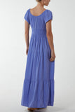 Gypsy Scoop Neck Button Maxi Dress For Women  - Dropwear