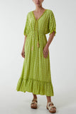 Khaki Mosaic Print Tassel Dress For Women ONE SIZE - Dropwear