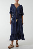 Bubblegum Pink Mosaic Print Tassel Dress For Women ONE SIZE - Dropwear