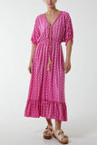 Stone Mosaic Print Tassel Dress For Women ONE SIZE - Dropwear