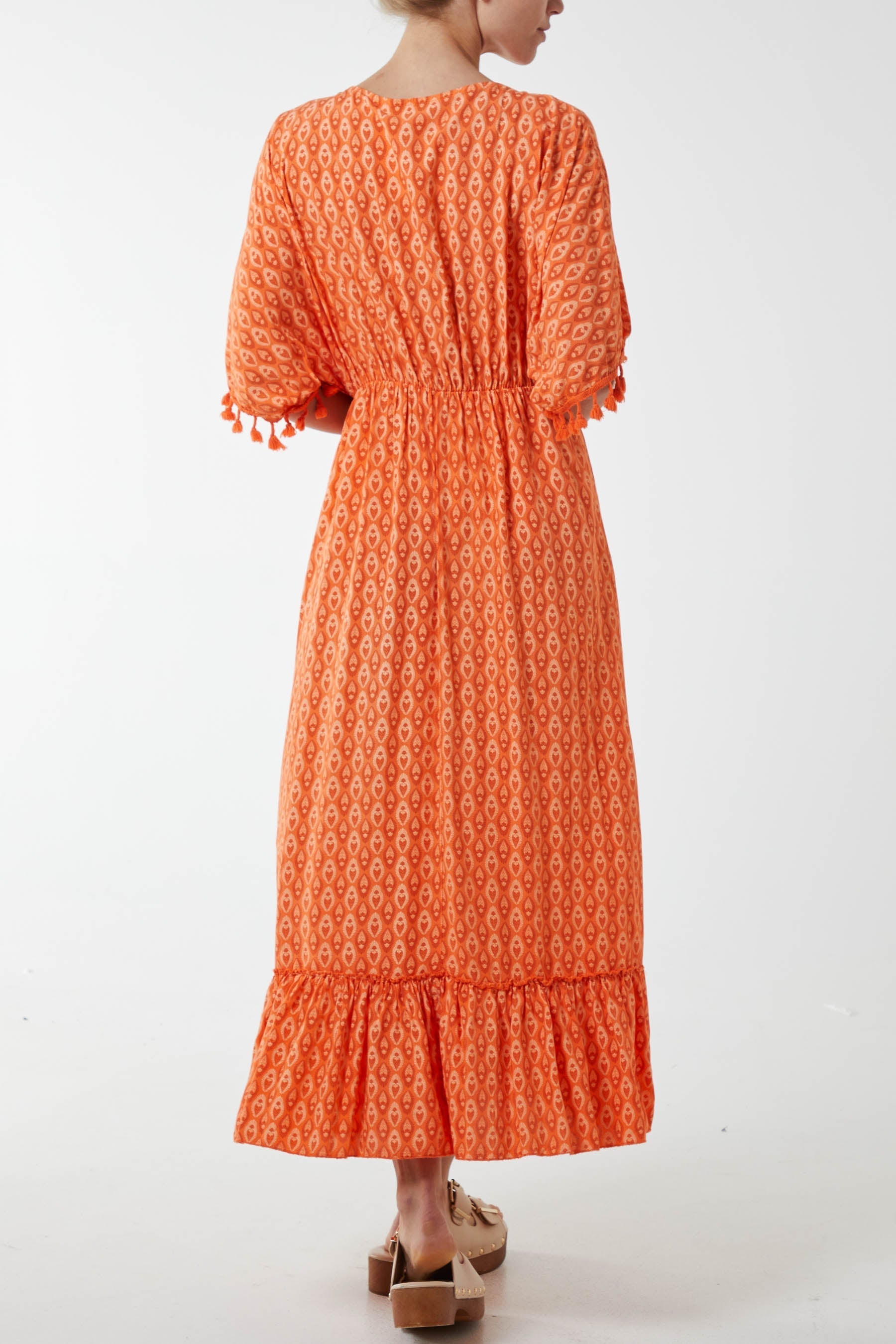 Mosaic Print Tassel Dress For Women  - Dropwear