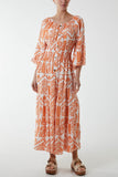 Orange Gypsy Barot Baroque Button Dress For Women ONE SIZE - Dropwear