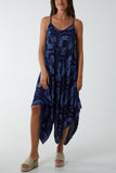 Hot Pink Hanky Hem Tie Dye Cami Dress For Women ONE SIZE - Dropwear