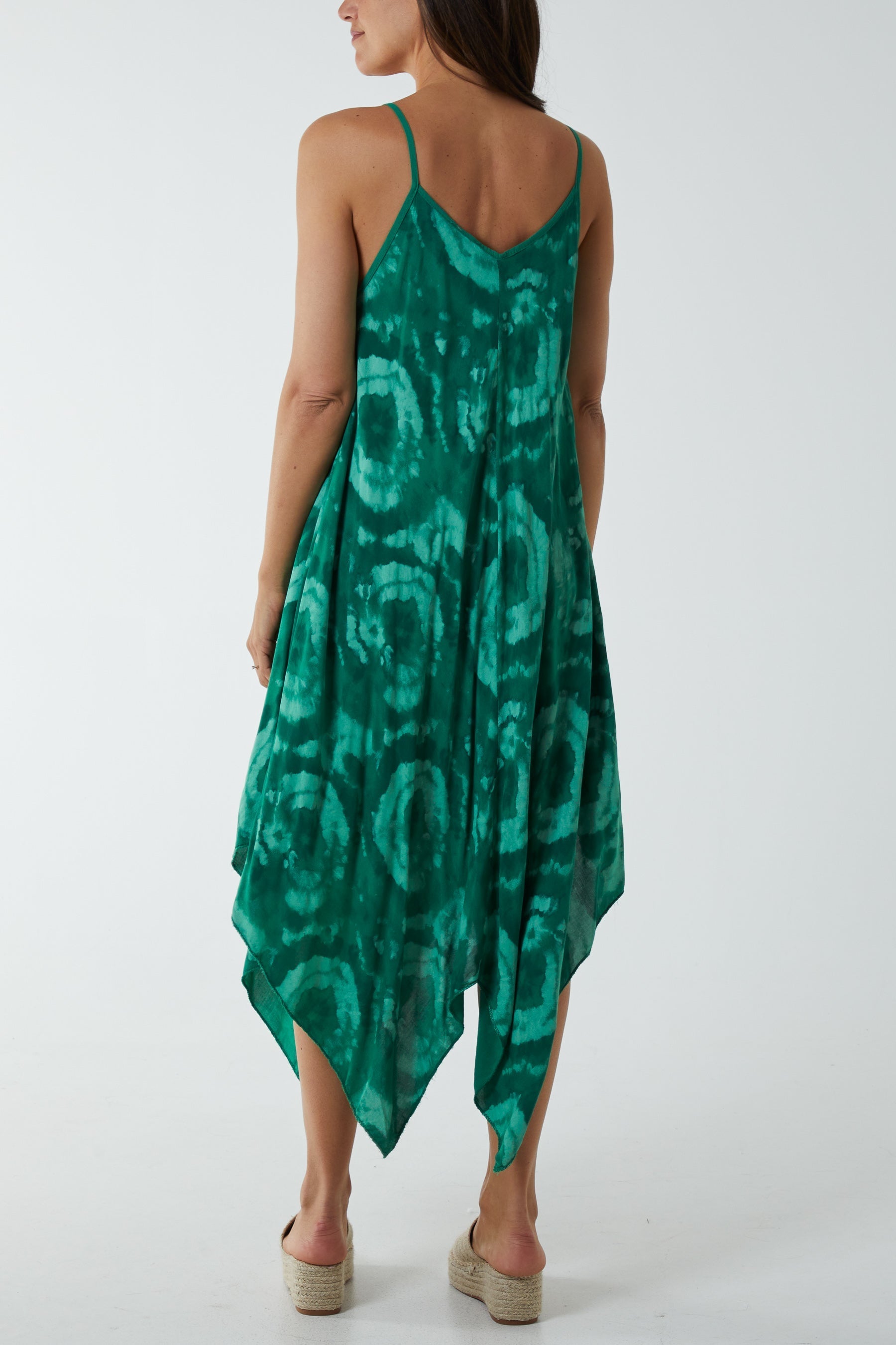 Royal Blue Hanky Hem Tie Dye Cami Dress For Women ONE SIZE - Dropwear