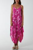 Navy Hanky Hem Tie Dye Cami Dress For Women ONE SIZE - Dropwear