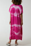 V-Neck Tie Dye Maxi Dress For Women  - Dropwear