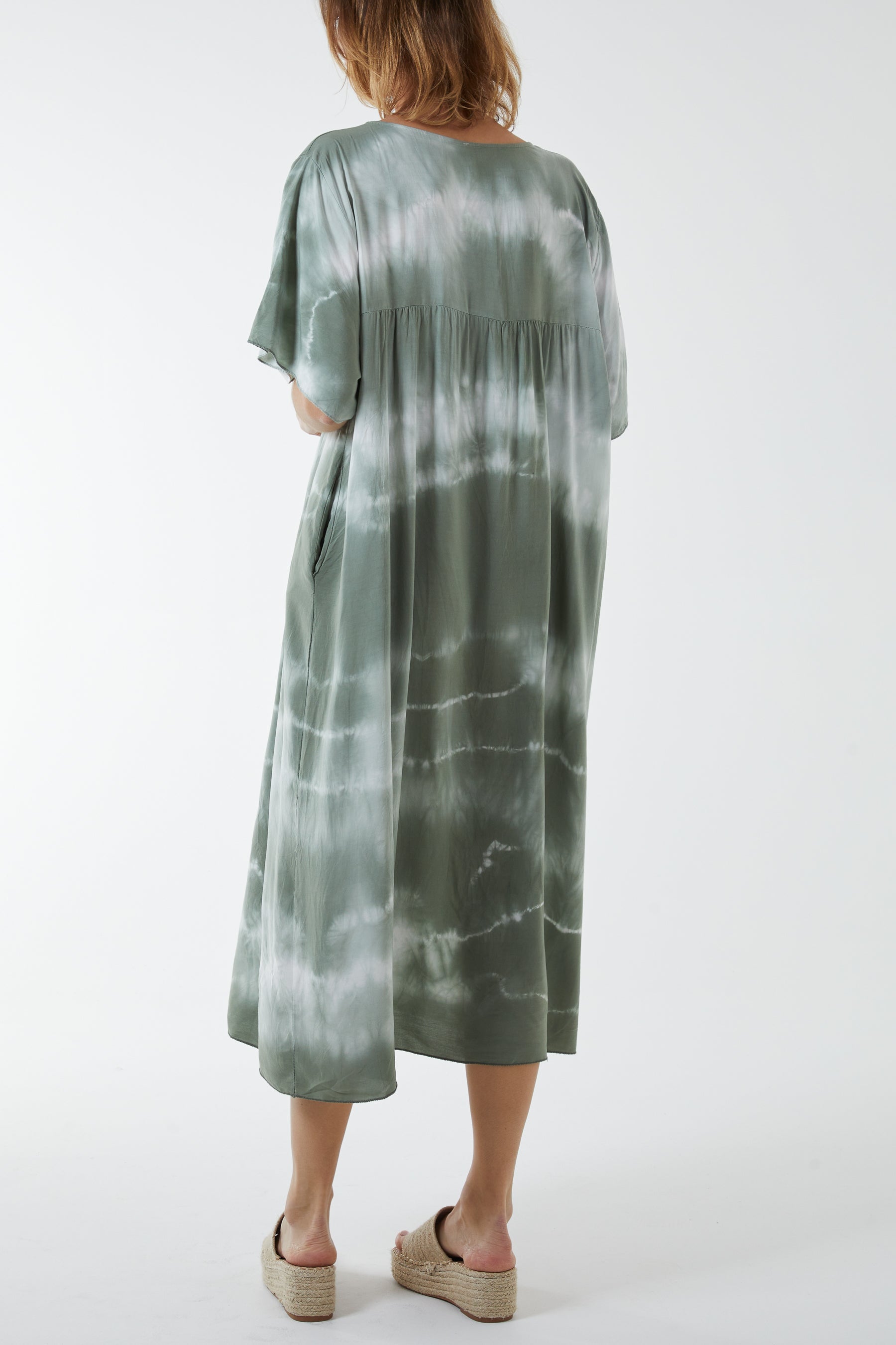 V-Neck Tie Dye Maxi Dress For Women  - Dropwear