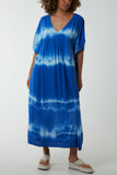 Khaki V-Neck Tie Dye Maxi Dress For Women ONE SIZE - Dropwear