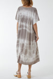 Navy V-Neck Tie Dye Maxi Dress For Women ONE SIZE - Dropwear