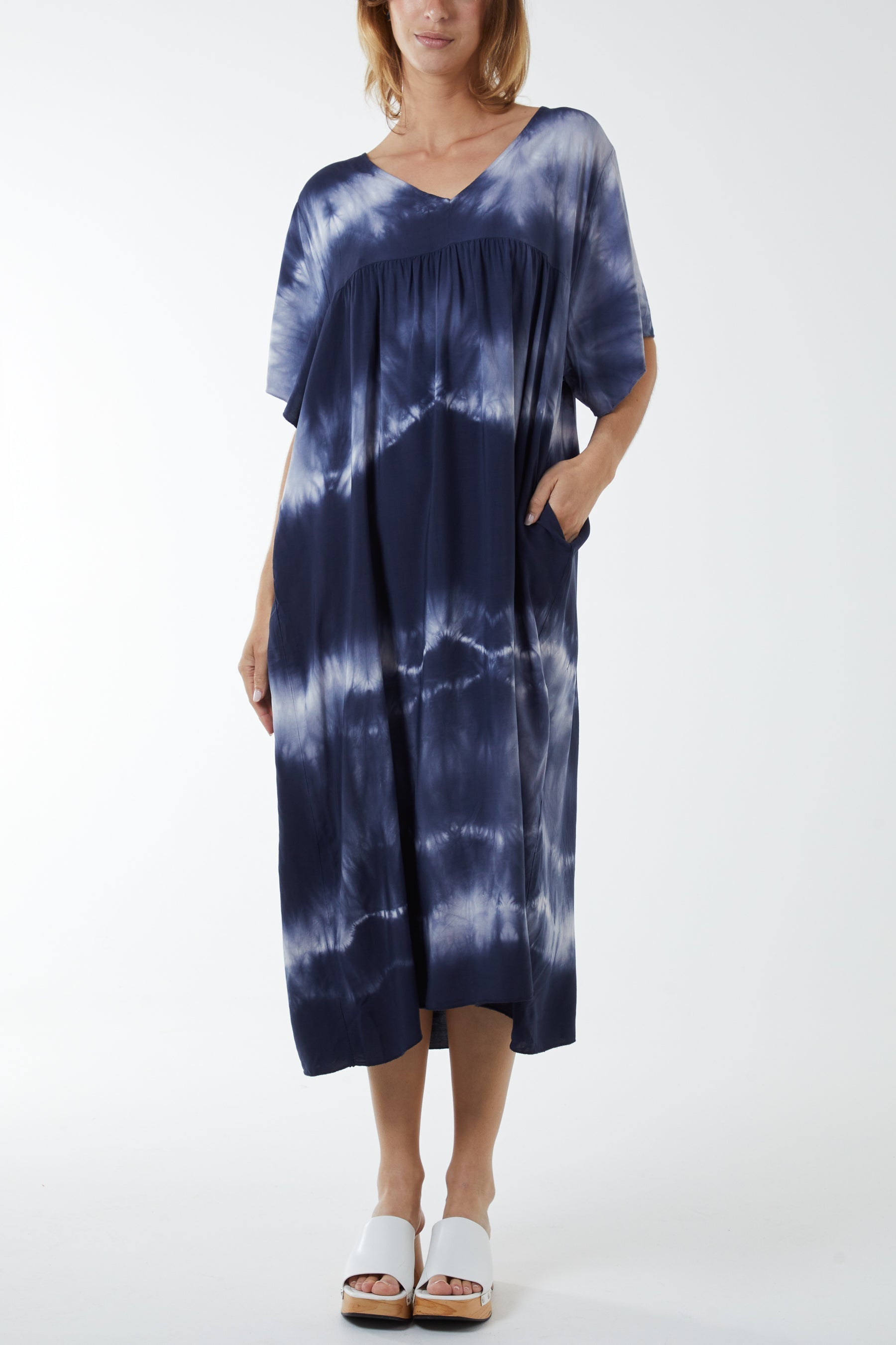 V-Neck Tie Dye Maxi Dress For Women  - Dropwear