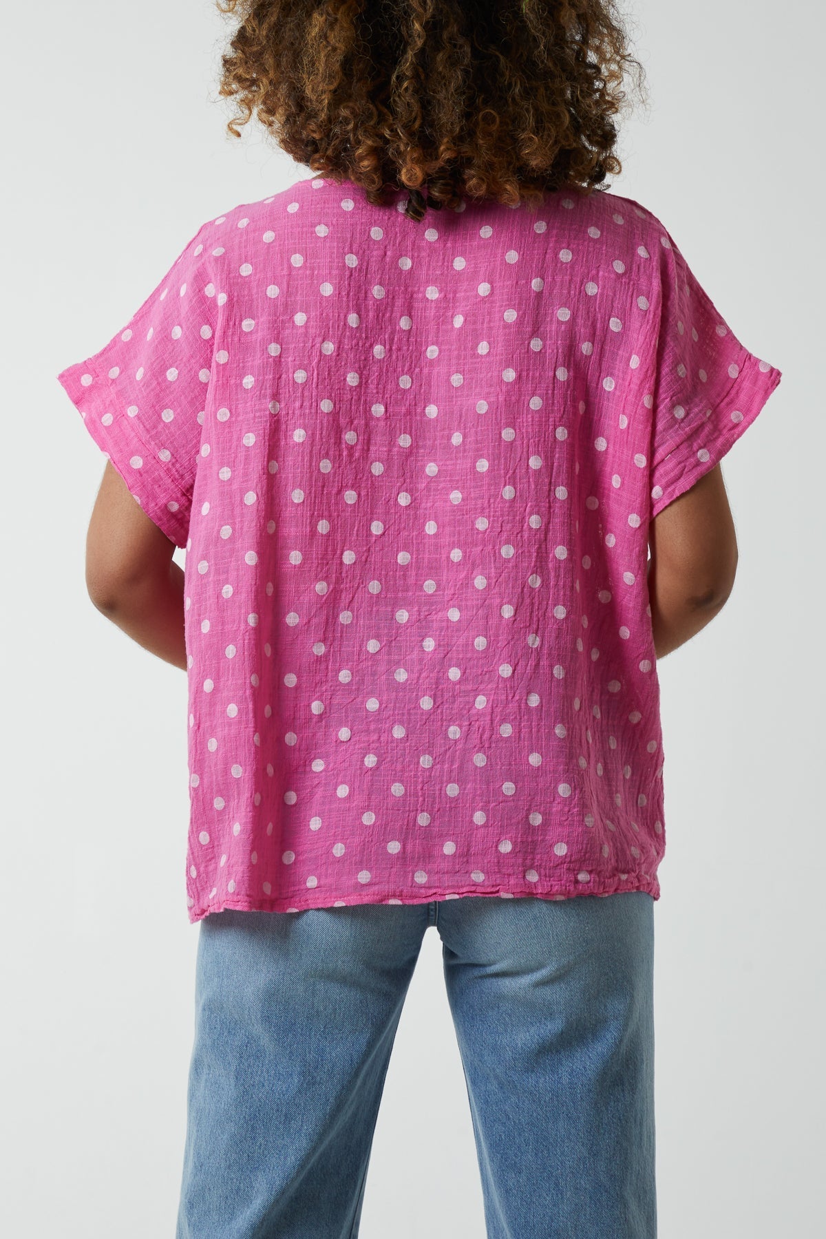 Polka Dot Short Sleeve Top For Women  - Dropwear
