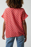 Light Blue Polka Dot Short Sleeve Top For Women ONE SIZE - Dropwear