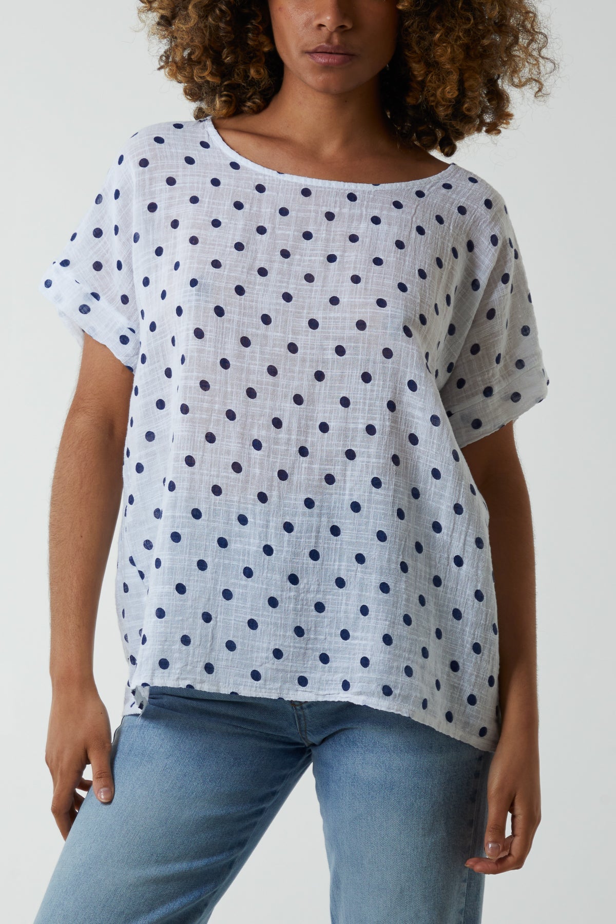 Polka Dot Short Sleeve Top For Women  - Dropwear