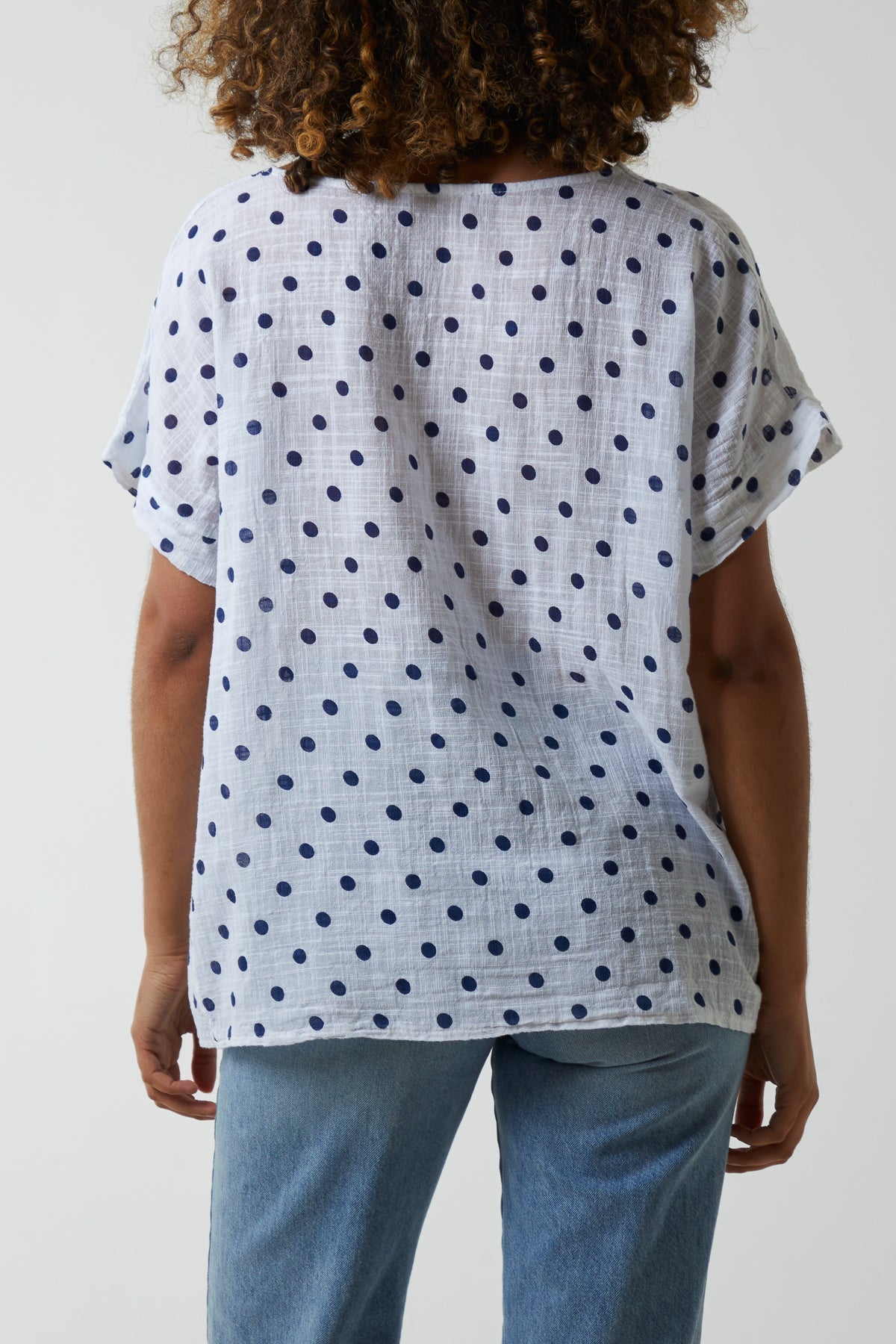 Polka Dot Short Sleeve Top For Women  - Dropwear
